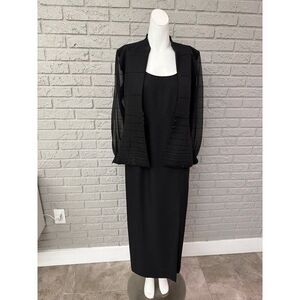 J.R. Nite Women’s 2 Piece Black Beaded Formal Dress & Jacket Set Size 8P